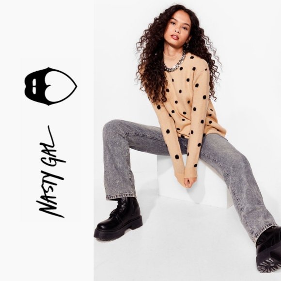 Nasty Gal Sweaters - NWT Polka Dot High Neck Knitted Sweater - Small